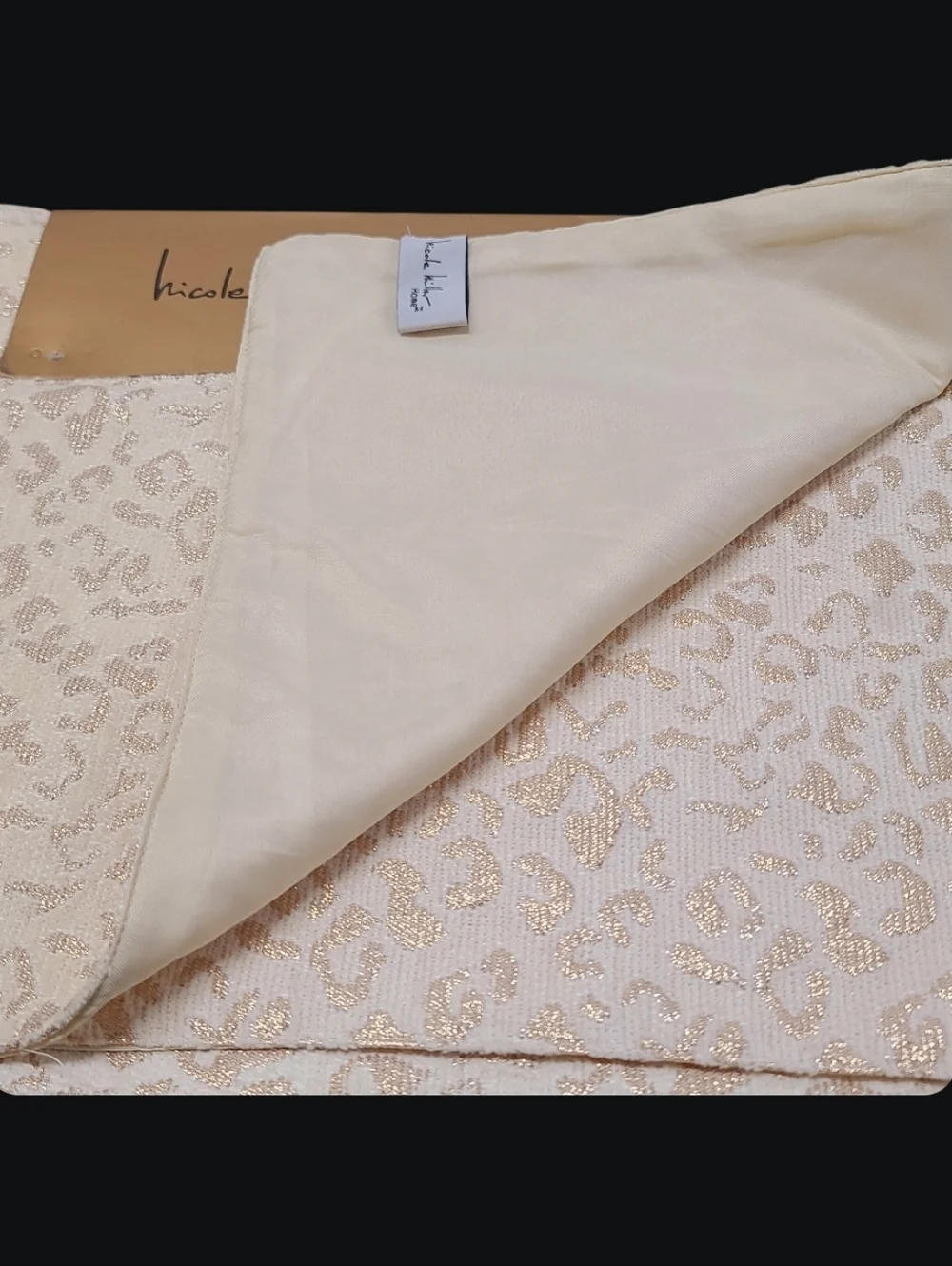 4 Nicole Miller Metallic Rose Gold Leopard Cheetah Animal Print Placemats NEW